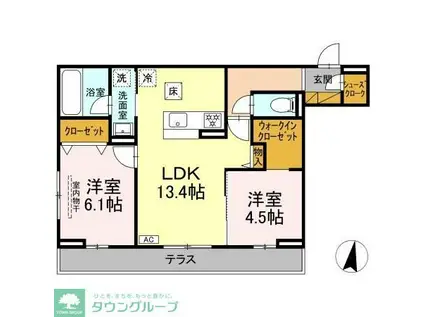 グレイスフルコート雅(2LDK/1階)の間取り写真