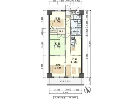 グリシーヌ・S(3LDK/5階)の間取り写真