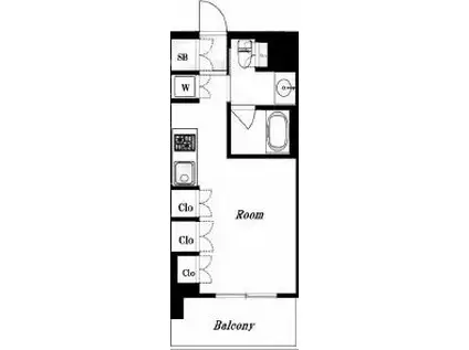 PREM CUBE菊川(ワンルーム/4階)の間取り写真