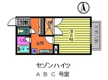セゾンハイツ(1K/2階)の間取り写真