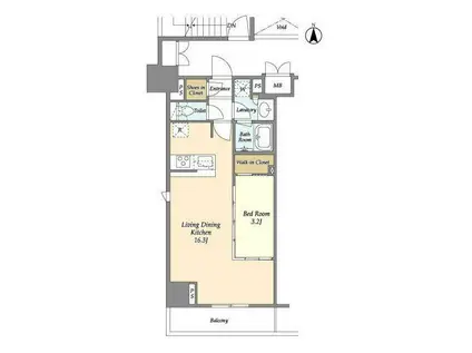 LIBR GRANT 神楽坂(1LDK/4階)の間取り写真