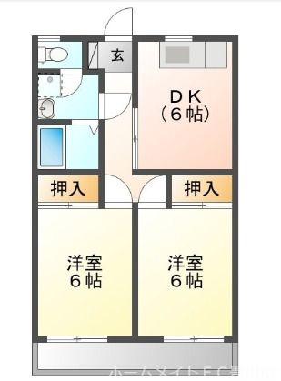 ドリンクビル本野ケ原(2DK/2階)の間取り写真