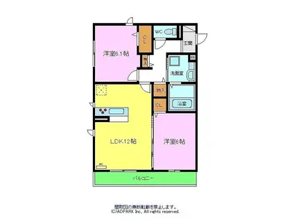 アルベロ ディ エノキ(2LDK/1階)の間取り写真