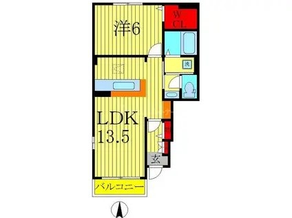 フェリース(1LDK/1階)の間取り写真
