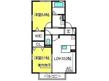 サンテラスガーデンA(2LDK/2階)の間取り写真