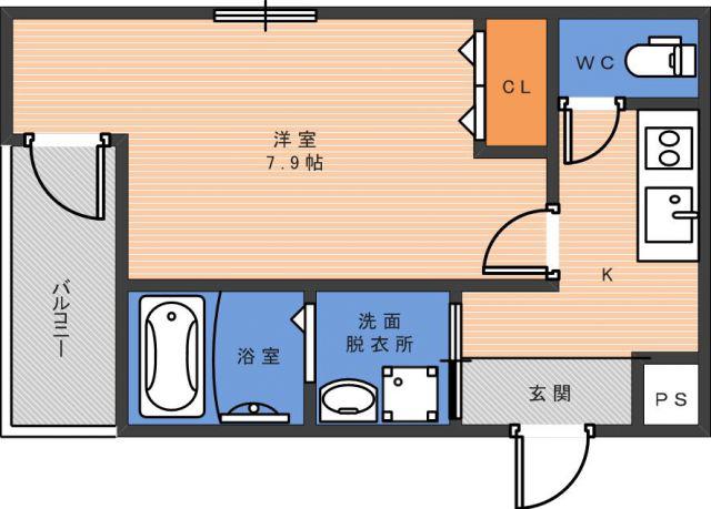 フジパレス今川公園東V番館(1K/3階)の間取り写真