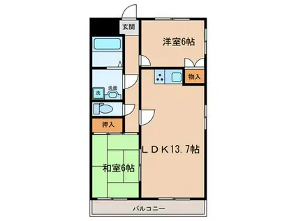シャトルSUKEMITSU-(2LDK/4階)の間取り写真