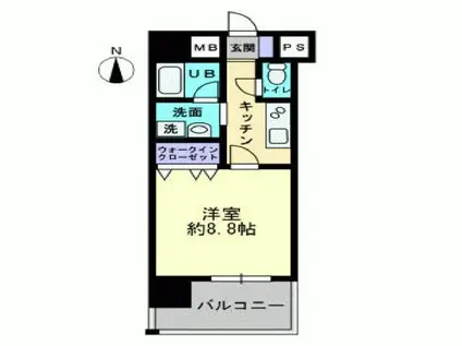 ハアラン高柳(1K/2階)の間取り写真