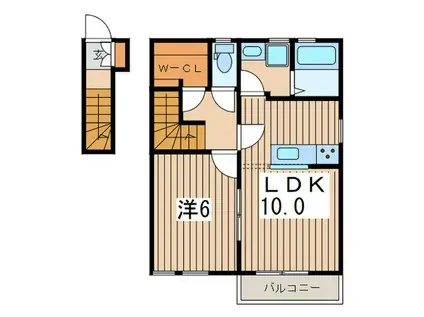 ビューラー希望が丘B(1LDK/2階)の間取り写真