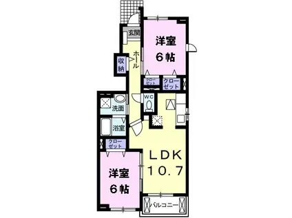 フィオーレ(2LDK/1階)の間取り写真
