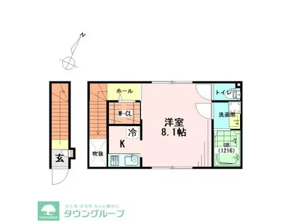 アムールKUNPU(ワンルーム/2階)の間取り写真