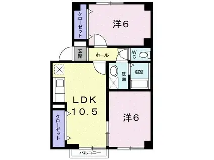 ビューレンゲB(2LDK/2階)の間取り写真