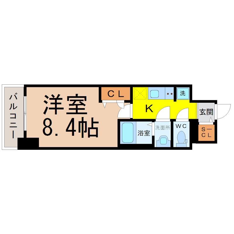 ディアレイシャス浅間町(1K/4階)の間取り写真