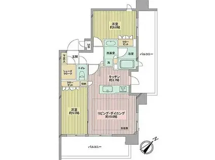 SEASONS川口並木(2LDK/2階)の間取り写真