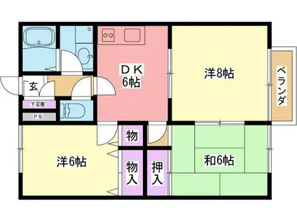 ビレットルネ(3DK/1階)の間取り写真