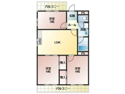 ピトレスクエア(3DK/4階)の間取り写真