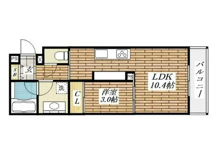 シャーメゾンセルサス(1LDK/2階)の間取り写真