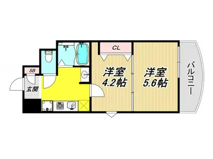 プレステージ立花(2K/1階)の間取り写真