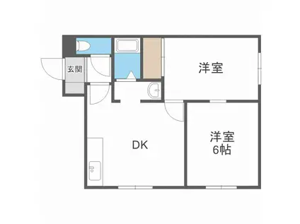 ビッグバーンズマンション伏古I(2LDK/4階)の間取り写真