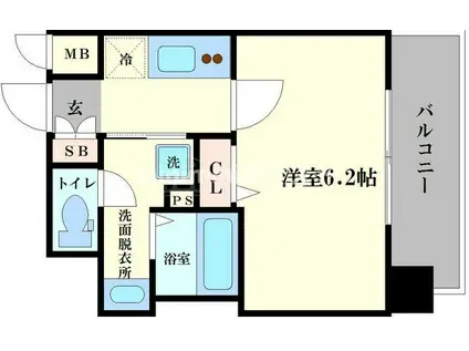 セオリー夕陽丘DOOR(1K/5階)の間取り写真