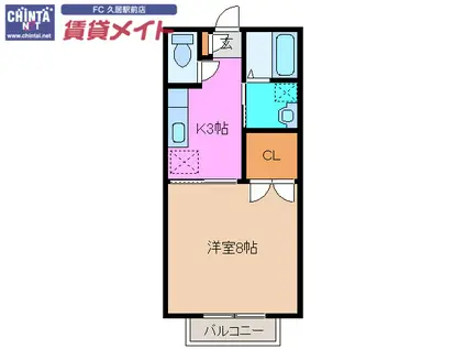 メゾンYOU B(1K/1階)の間取り写真