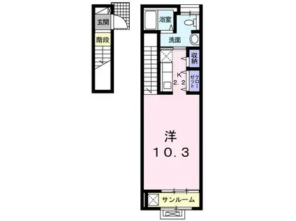 ガーデンハウスM C(1K/2階)の間取り写真