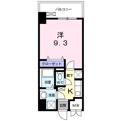ザックス静岡駅前(1K/2階)の間取り写真