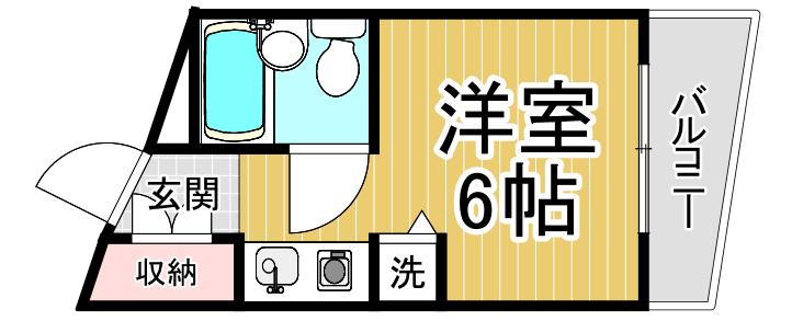 フローレンス夙川(ワンルーム/4階)の間取り写真