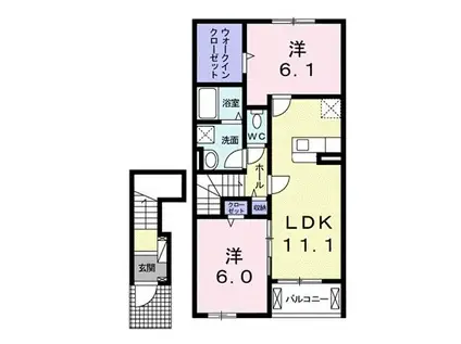 アヴェンタドール A(2LDK/2階)の間取り写真