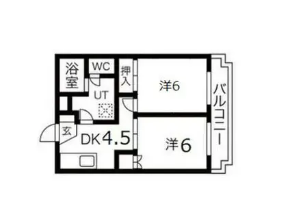 アニバーサリー(2DK/4階)の間取り写真