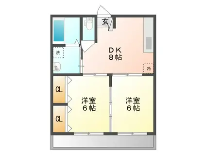 アネックス高山 B棟(2DK/2階)の間取り写真