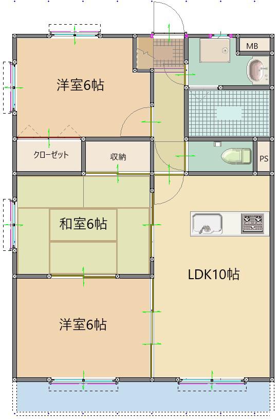 ユーミー美宝(3LDK/1階)の間取り写真