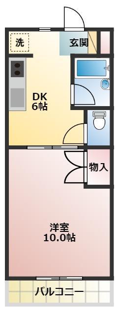 ベルデパルク(1DK/4階)の間取り写真
