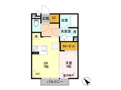 エーデルリリー(1DK/1階)の間取り写真