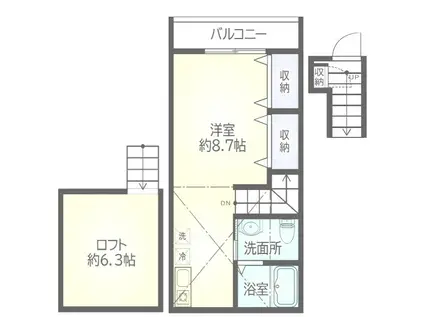 マチヤコマチ(ワンルーム/2階)の間取り写真