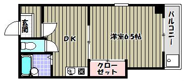 ウエスト VILLAGE(1DK/4階)の間取り写真