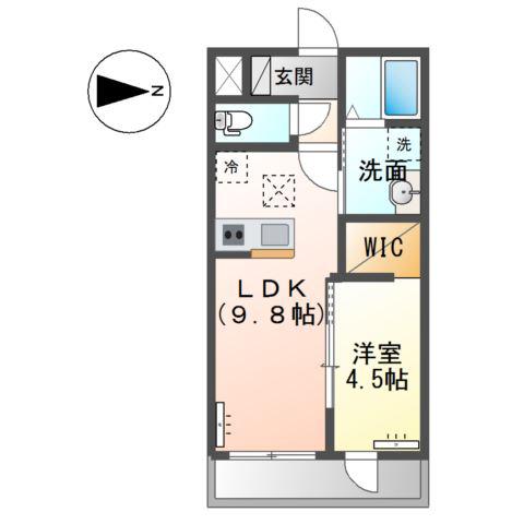 長野市篠ノ井布施五明Kアパート(1LDK/1階)の間取り写真