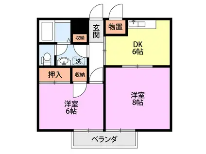 ハピネス和光(2DK/1階)の間取り写真