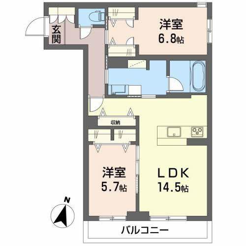 グローレン柏木(2LDK/3階)の間取り写真