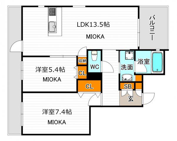 ベルデ パティオ(2LDK/2階)の間取り写真