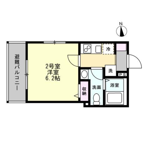 ベイルーム本厚木クレスト(1K/2階)の間取り写真