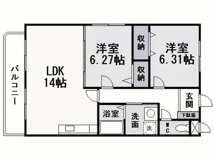 プレジデント(2LDK/4階)の間取り写真