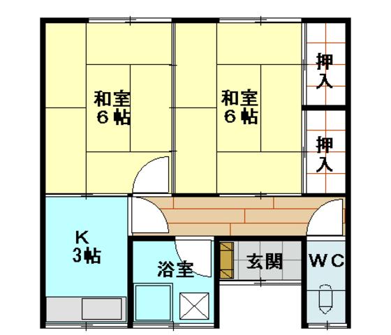 さつき荘(2DK/1階)の間取り写真