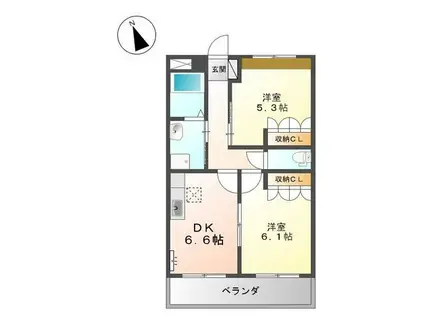 I・GRANDE(2DK/1階)の間取り写真