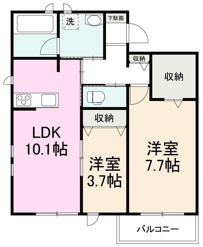 MITSUI CREST COURT(2LDK/3階)の間取り写真