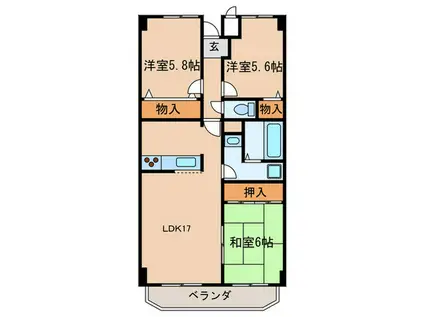 グランプラス西島(3LDK/5階)の間取り写真