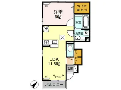 ウィステリアイズミ(1LDK/1階)の間取り写真