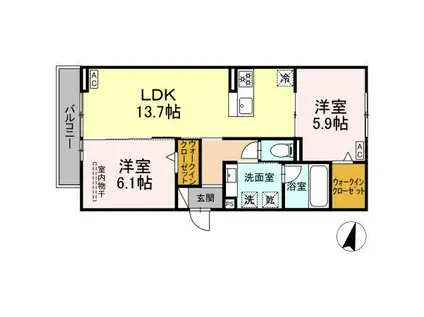 CELESTIA(2LDK/3階)の間取り写真