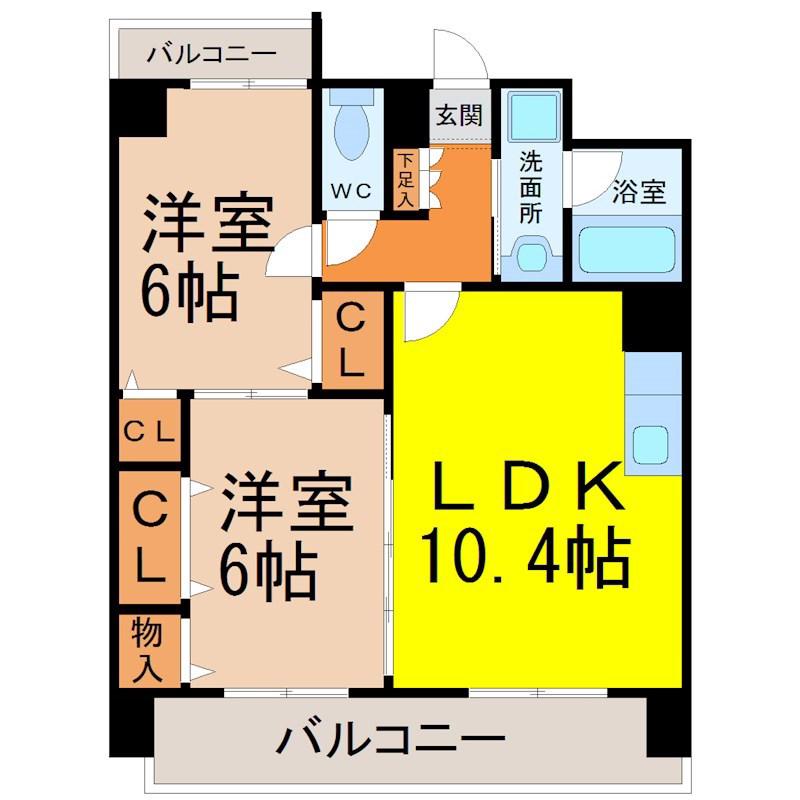 レージュ幸心(2LDK/3階)の間取り写真