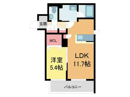 GRANDE御影中町(1LDK/2階)の間取り写真